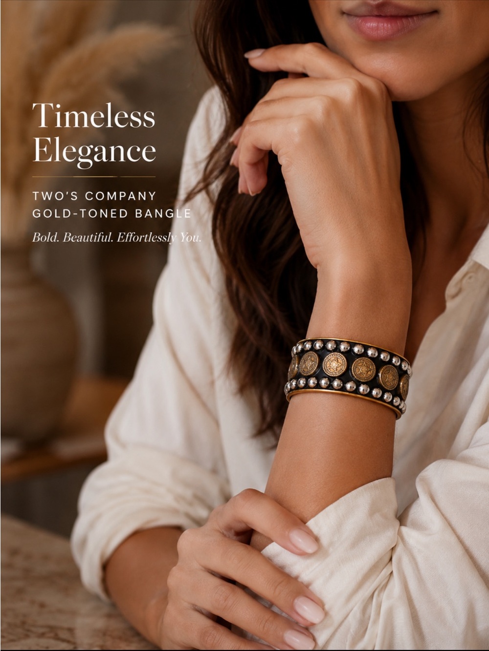 Two's Company Gold-Toned Bangle